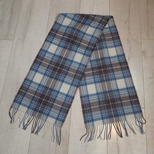 Clans Of Scotland 100 Pure Wool Winter Scarf Blue gray plaid with Fringe