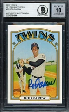 Rod Carew Auto 2011 Topps 60 Years of Topps Card 60YOT-21 Twins Auto 10 Beckett