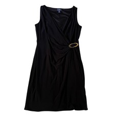 NWT Black Gathered Waist Sleeveless Dress Plus Sz 16 Stretch Slinky Work Office