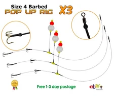 X3 - Size 4 Barbed Pop Up Wire Trace - Pike Fishing Dead Bait Rig