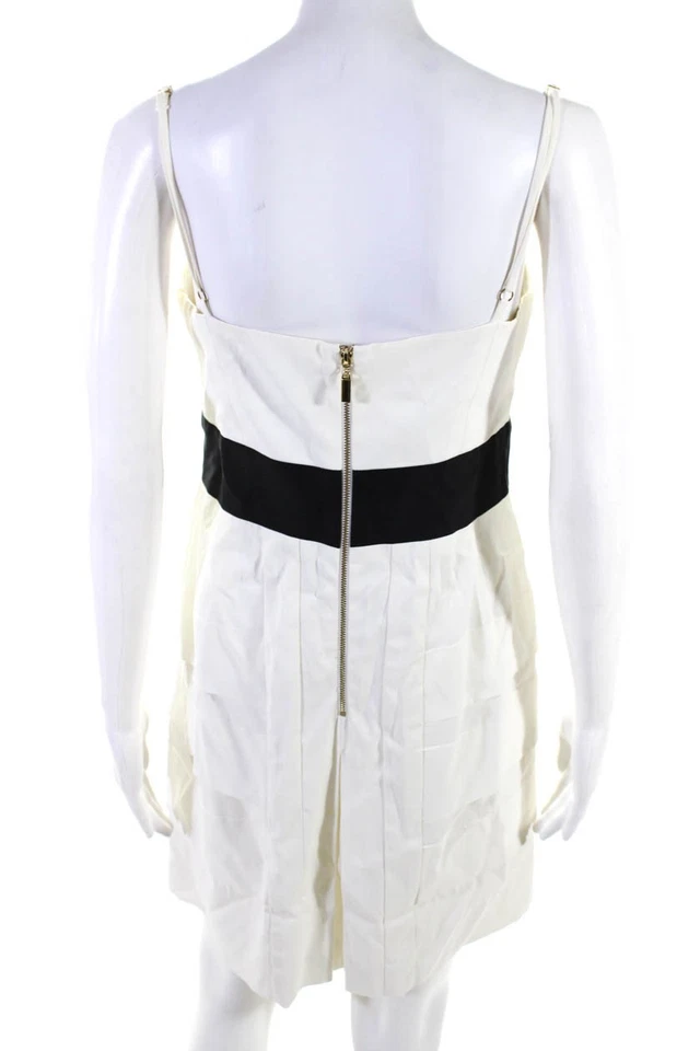 Black Halo Women's Sleeveless Tiered Mini Dress White Size 10 - Image 3 of 4