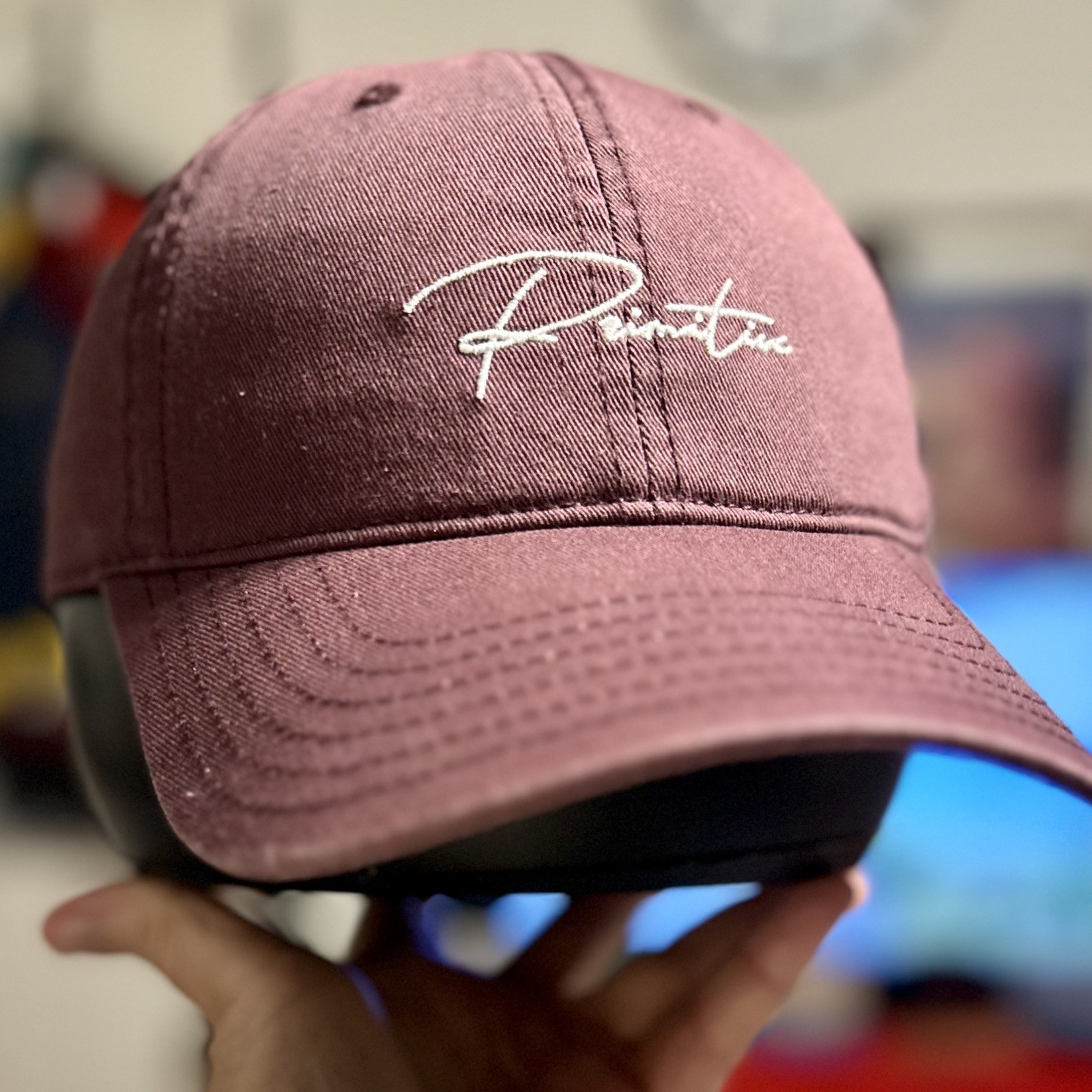 PRIMITIVE Script Men’s Baseball Cap Maroon Strapb… - image 1