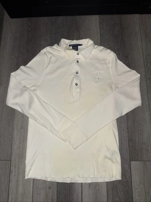 Ralph Lauren Golf Damen Tailored Fit Langarm geripptes Poloshirt - Elfenbein - Bild 1 von 4