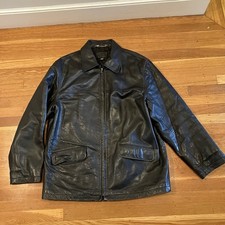 Vintage J Crew Oarsman Jacket Adult Medium Black Pebbled Leather Bomber Mens M