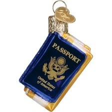 Old World Christmas Mini Blown Glass Ornament for Christmas Tree, Passport