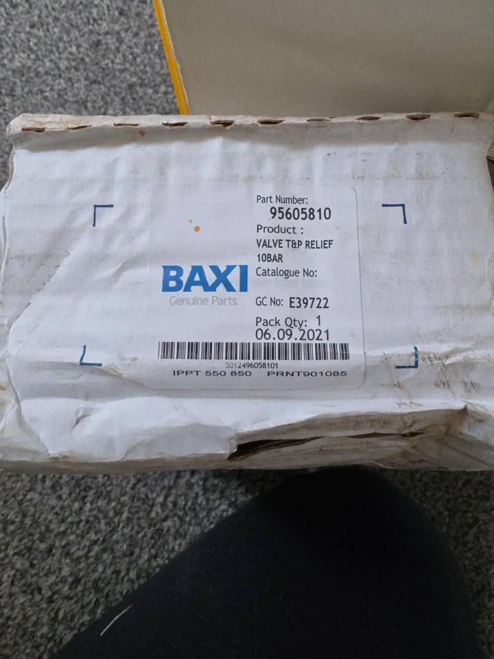 Heatrae Sadia Temperature and Pressure Relief Valve 10 Bar TPR15 95605810