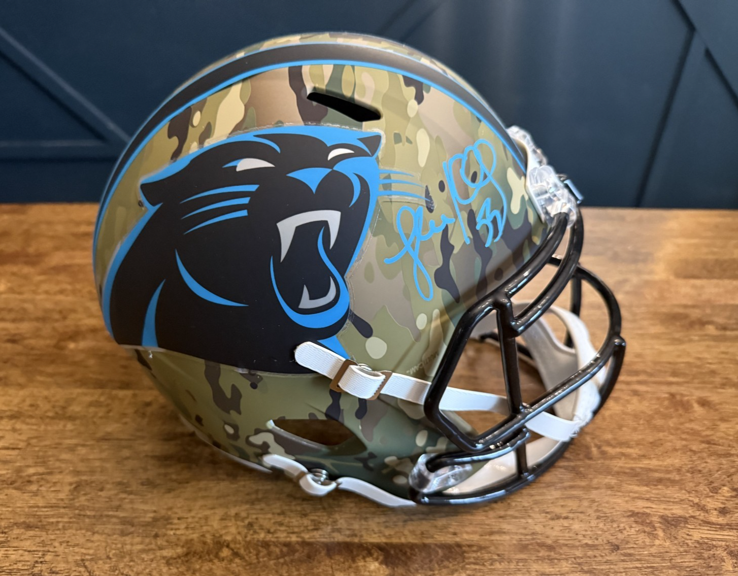 Luke Kuechly Autographed Signed Carolina Panthers Camo Full Size Replica Helmet - Baby Blue 