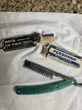 Vintage Weck Hair Shaper Razor Weck ,Personna Blades Prep Green Handle