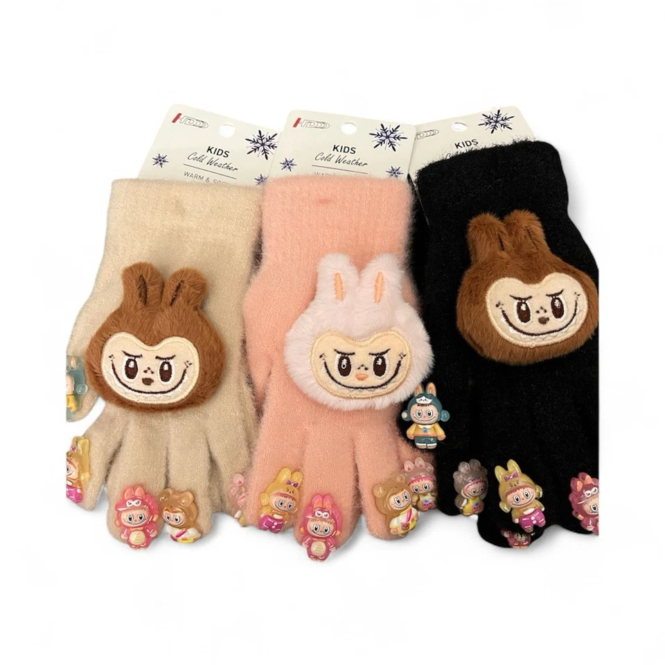 Guantes de felpa niños guantes de invierno 3D tema monstruo cinco dedos guante a prueba de frío Foto 2 de 4