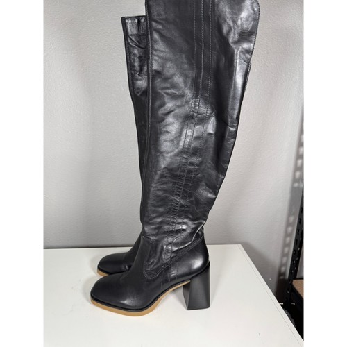 Botas Vince Camuto Eyana de cuero negro sobre la rodilla de tacón alto para mujer 9M/40 - Imagen 2 de 9