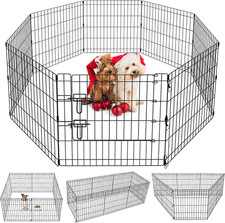Puppy Pet Playpen 8 Panel 24 Inch Indoor Outdoor Metal Portable Folding Animal E