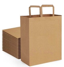 12X7X14in Large Paper Bags with Flat Handles, Large Paper Grocery Recycle Bag