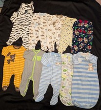 Lot Of 10 Baby Boy 0-3 Months, 3-6 M Plus Sleepsacks Clothes Pajamas Sleepers