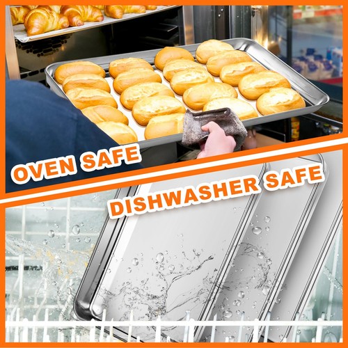 Baking Sheet Set of 12, Stainless Steel 16 Inche Cookie Sheets for Baking, Ba... - Picture 5 of 7