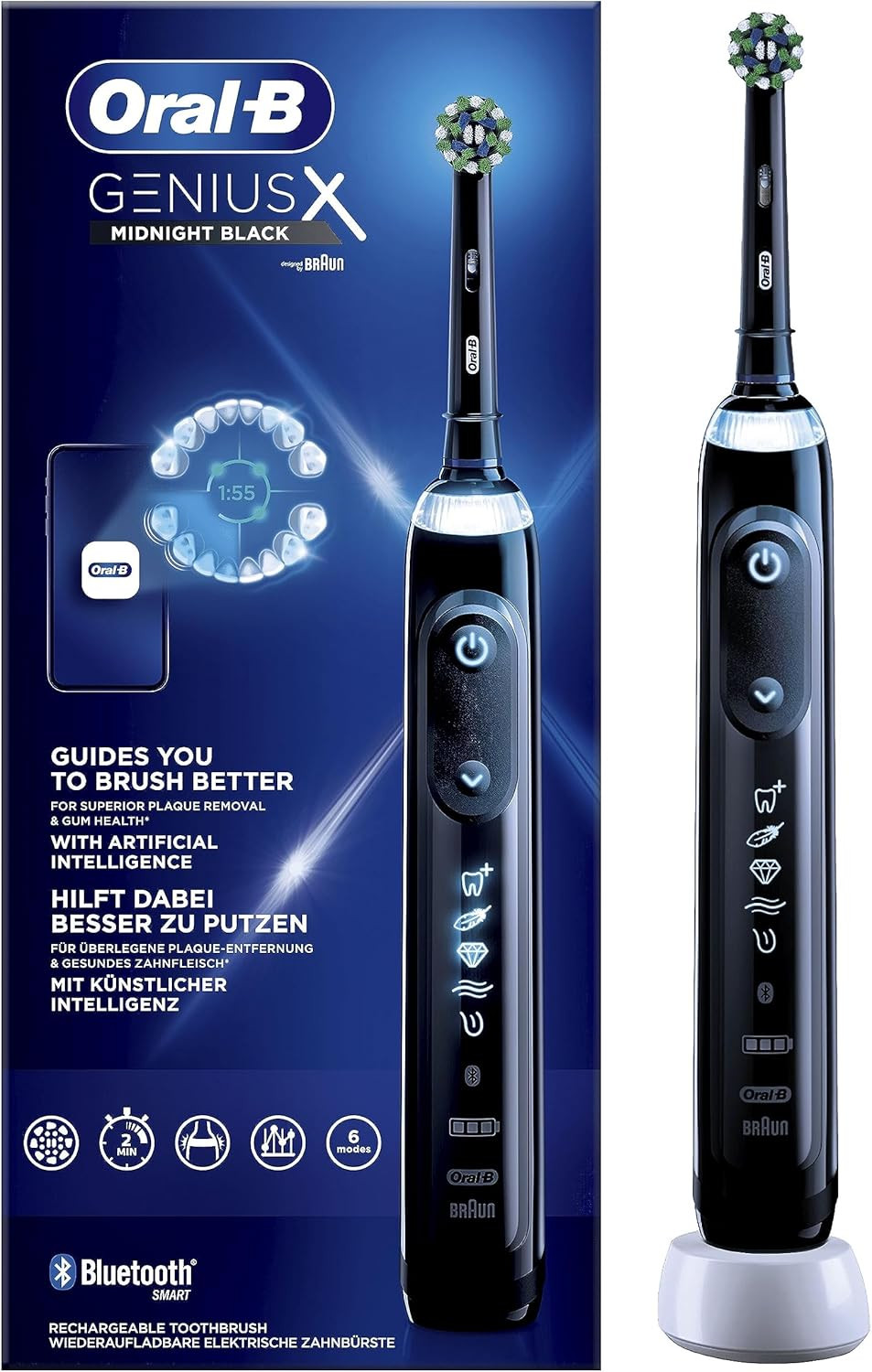 Genius X Spazzolino Elettrico 6 Modalità di Spazzolamento, Protegge le Gengive, 