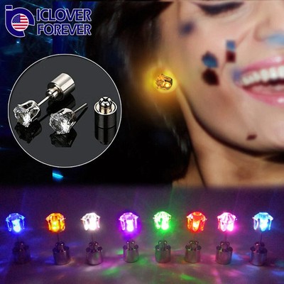 Color Changing Lighting Up LED Earrings Studs Flashing Christmas Xmas Gift Party