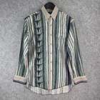 Vintage Wrangler Shirt Mens Medium Green Striped Button Down Long Sleeve Western