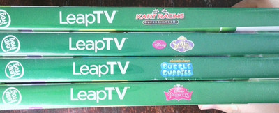 Leap Frog Leap TV 4 Game Lot Kart Racing Sofia The First Bubble Guppies Princess
