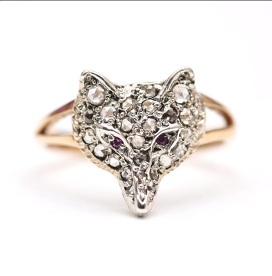 9k Rose Cut Diamond Fox Ring
