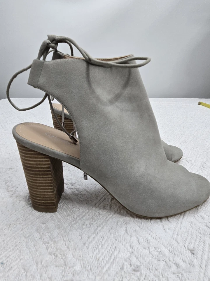 Botines para mujer Charles David Elista gris peep toe con cordones al tobillo talla 10M LEER Foto 4 de 4