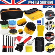 40Pcs Car Detailing Brush Kit Auto Interior Wheel Gap Drill Cleaning Tool Set