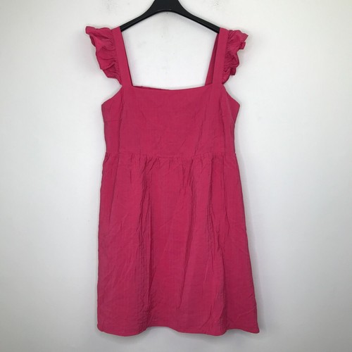 MNG Mango XL Tank Dress Pink Ruffle Cutout Sleeveless Mini Babydoll NWT AO13