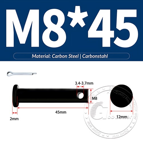 Pasador de horquilla negro pasador de bisagra pasador de retención pasador de aparejo métrico de acero al carbono M4-M30 - Imagen 54 de 201