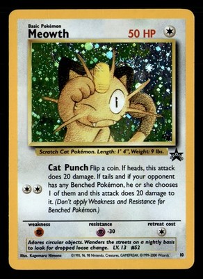 Meowth Promo Wizards Black Star Promos Pokemon Holo Heavily Played Gameboy Stamp