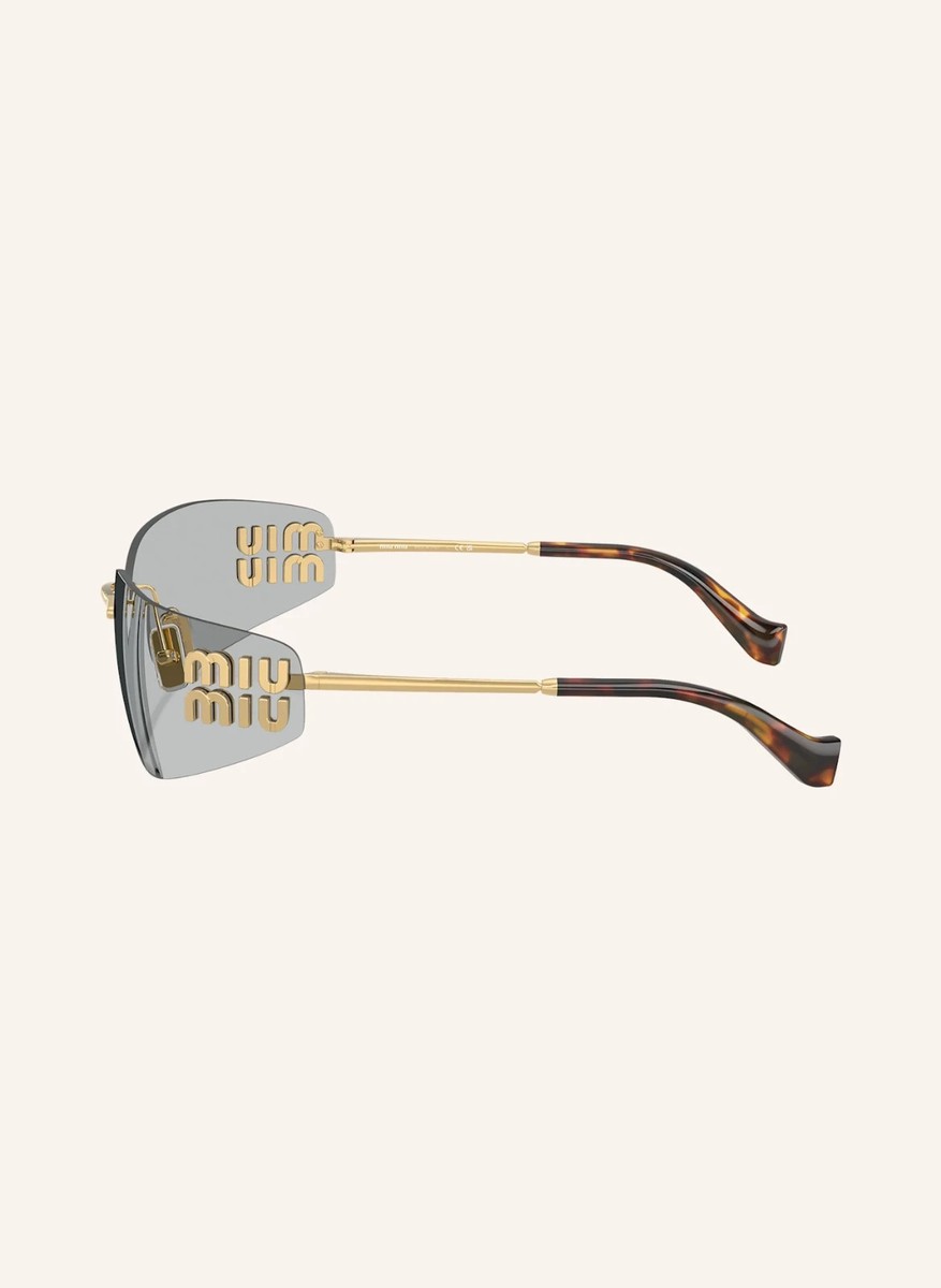 Miu Miu MU A51S Pale Gold Grey Women Wrap Sunglasses  display picture 2