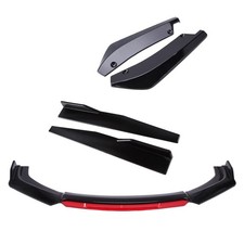 Universal Front Bumper Lip Red Tongue Rear Diffuser 29.3 Side Skirt Black