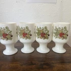 4-Vtg CorningWear Milk Glass "Spice Of Life" Coffee Mugs