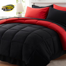 Queen Comforter Set 7 Piece, Reversible Bed in a Bag Queen Size, Lightweight Bed