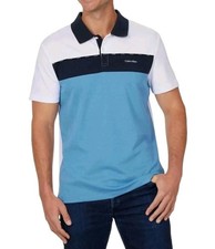 Calvin Klein Mens Polo Shirt XL Quick Dry Moisture-Wicking Blue  White NWT