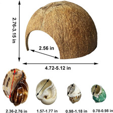 2 Pcs Natural Coconut Shells Hut, 8 Pcs Hermit Crab Shells Coconut Hide Repti...
