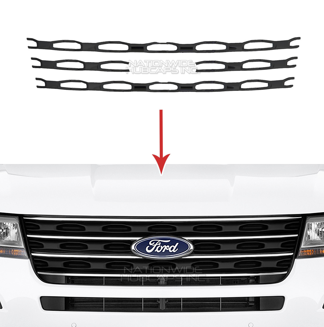 Black 16 17 Ford Explorer Snap On Grille Overlays Front Grill Trim Covers For Sale Online Ebay