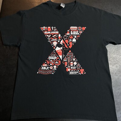 Adult Large The Glen Jones Radio Programme T-Shirt Black Feat X-Ray Burns L