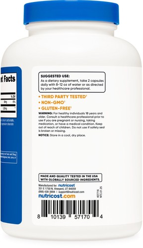 Nutricost L-Lysine 1000mg, 250 Capsules - Gluten Free, Non-GMO, 500mg Per Cap - Picture 4 of 5