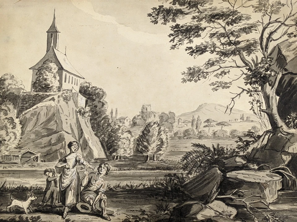 Антикварная оригинальная чернильная и серая стиральная атрибутика для рисования. Карло Лабруцци 1748–1817 - Изображение 4 из 4