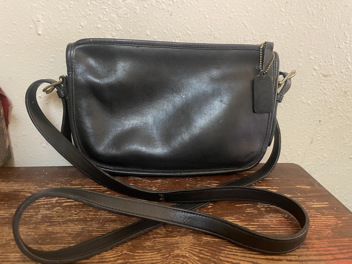VTG COACH 347 basic Black Bag Leather Crossbody 7x10.5x2.5