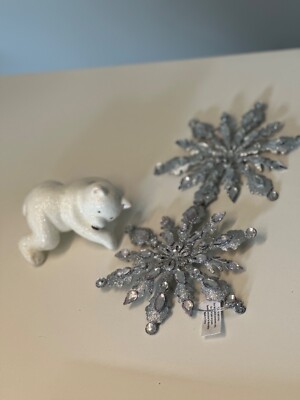 Bath & Body Works Set - Clinger Kerzenhänger Eisbär, Magnet Schneeflocke