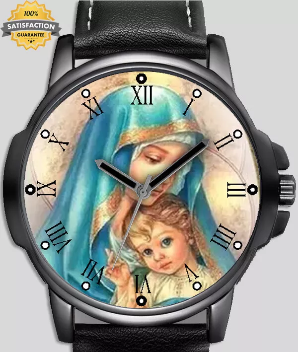 Lady Mary Baby Jesus Christian Religion Art Beautiful Wrist Watch
