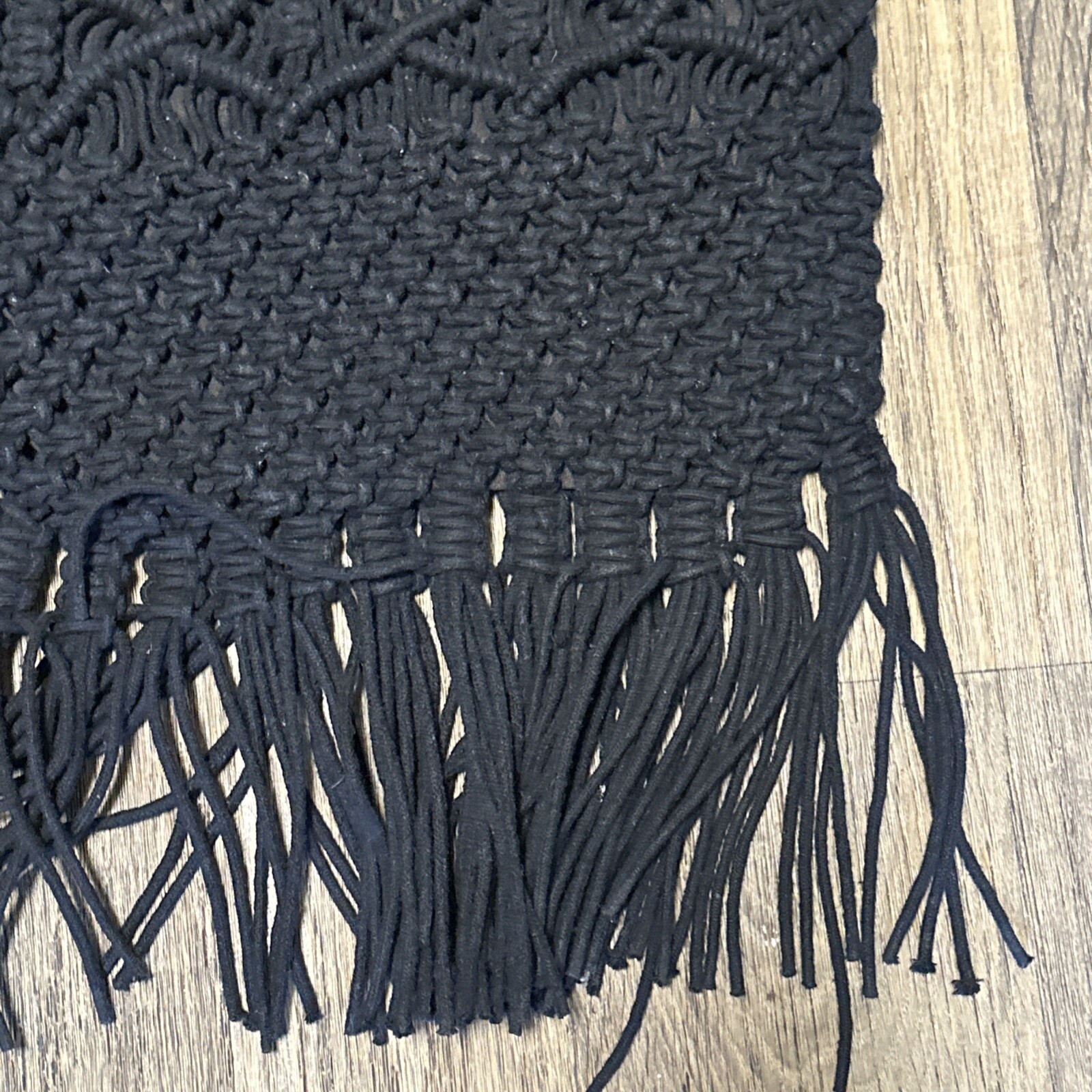 DANIELLE NICOLE Black Macrame Crochet Woven Wood … - image 10