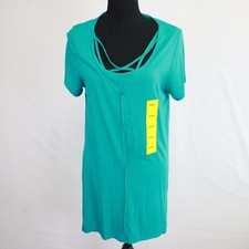 Terre Bleue Dress Womens Medium Scoop Neck Pappagallo Teal Short Sleeve NWT