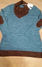 Women's Blue Brown Long Sleeve Cowl Neck Sweater Dress Size XXL NEW