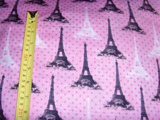 NEW pink polka dot fabric material Eiffel Tower Paris girly sewing travel 110x44