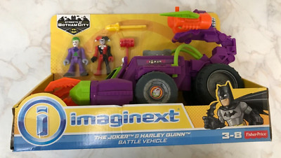 Fisher-Price Imaginext Batman The Joker & Harley Quinn Battle Vehicle ~ Brandneu