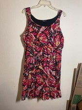 Style & Co Dress Business Casual Office Abstract Butterfly Sleeveless Pink SZ XL