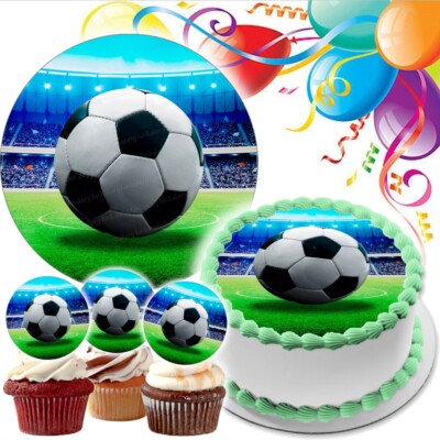 Fußball Tortenaufleger Party Deko Geburtstag Cupcake Fussball essbar Muffin neu