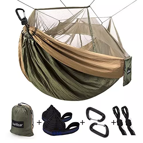 Single & Double Camping Hammock with Mosquito/Bug Net, 10ft