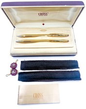 Cross 18k Gold Filled Ballpoint Pen  Mechanical Pencil 0.5mm With Box Pouch Tag